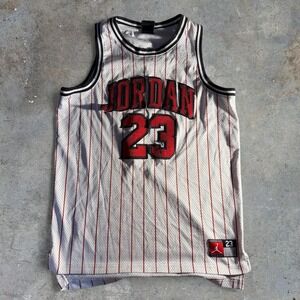 Jordan Michael Jordan 23 White Pinstripe Basketball Jersey Size Youth XL
